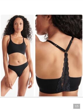 Knix Wireless Black Lace Racerback Bra XXL